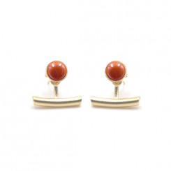 Boucles d'oreilles Ariane pendants barres - Jaspe Rouge