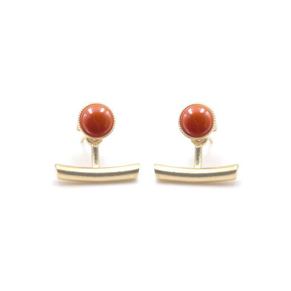 Boucles d'oreilles Ariane pendants barres - Jaspe Rouge