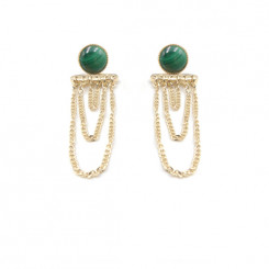 Boucles d'oreilles Ariane pendants chaînes - Malachite