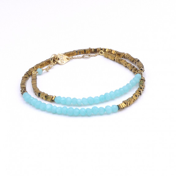 Bracelet double / Collier Myriade - Amazonite