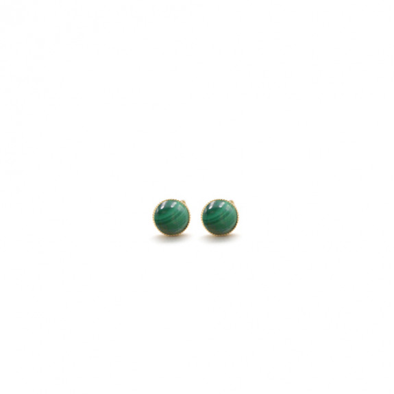 Puces d'oreilles Ariane 4 mm - Malachite