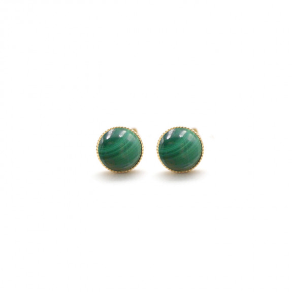 Boucles d'oreilles Ariane pendants chaînes - Malachite