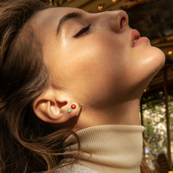 Boucles d'oreilles Ariane pendants barres - Jaspe Rouge