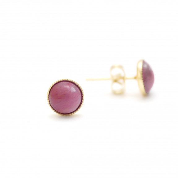 Boucles d'oreilles pendants barres Ariane - Rhodonite