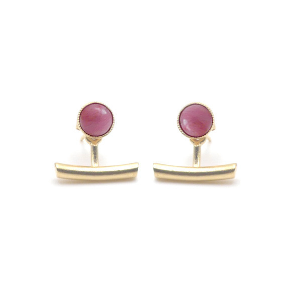 Boucles d'oreilles pendants barres Ariane - Rhodonite