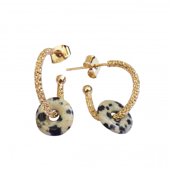 Boucles d'oreilles Boho - Jaspe Dalmatienne