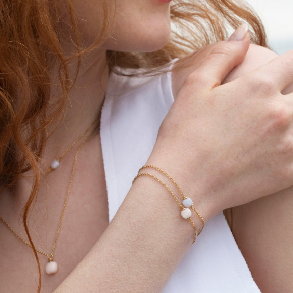 Bracelet Berlingot - Calcédoine Bleue