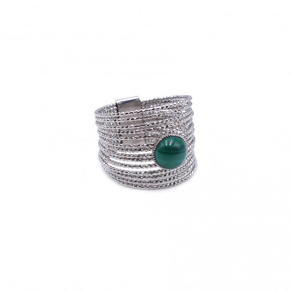 Bague Ariane Palladium - Malachite 