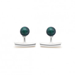 Boucles d'oreilles Ariane pendants barres argent - Malachite 
