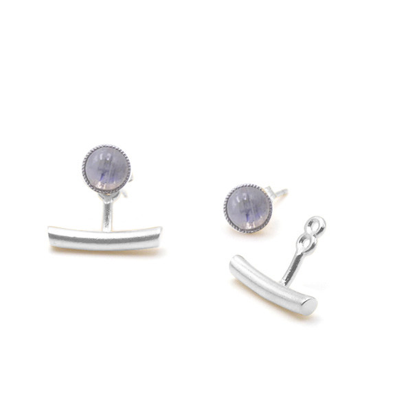 Boucles d'oreilles Ariane pendants barres - Pierre de Lune 