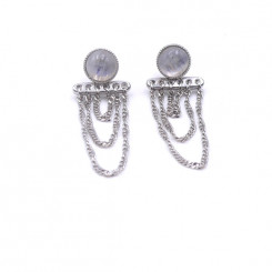 Boucles d'oreilles Ariane pendants chaines - Pierre de Lune 