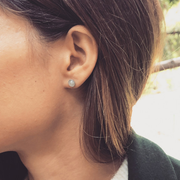 Boucles d'oreilles Ariane pendants chaines - Pierre de Lune 