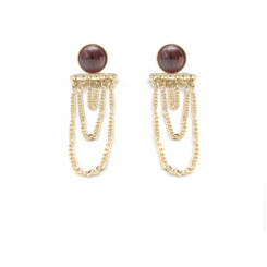 Boucles d'oreilles Ariane pendants chaines - Grenat