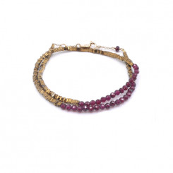 Bracelet double / Collier Myriade - Grenat 