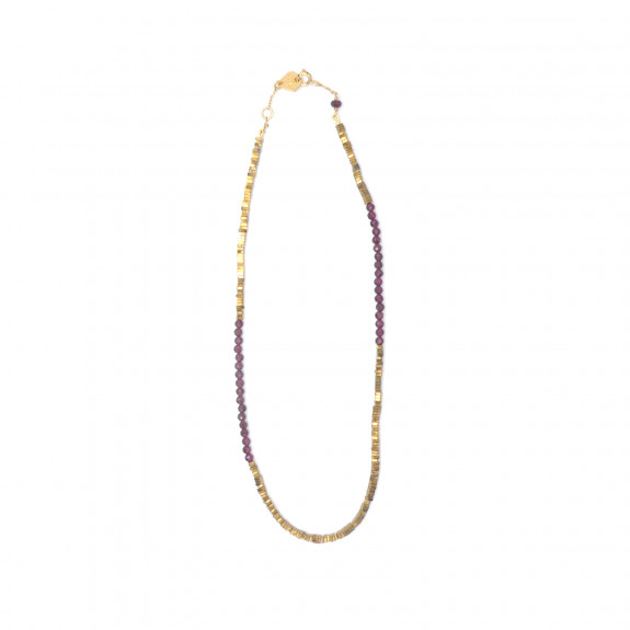 Bracelet double / Collier Myriade - Grenat 