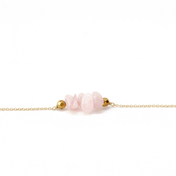 Bracelet Initiale - Quartz Rose 