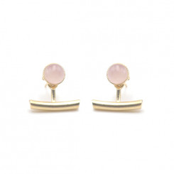 Boucles d'oreilles Ariane pendants barres - Quartz Rose