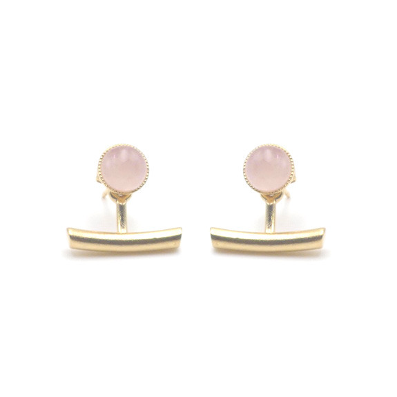 Boucles d'oreilles Ariane pendants barres - Quartz Rose