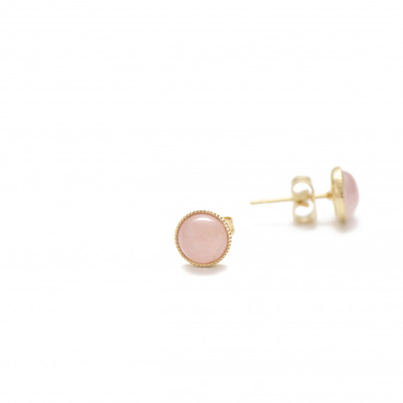 Boucles d'oreilles Ariane pendants chaines - Quartz Rose