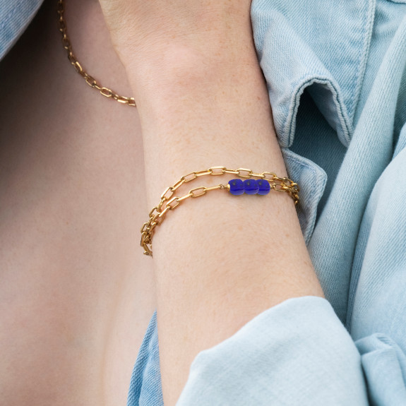 Bracelet double Berlingot - Lapis Lazuli