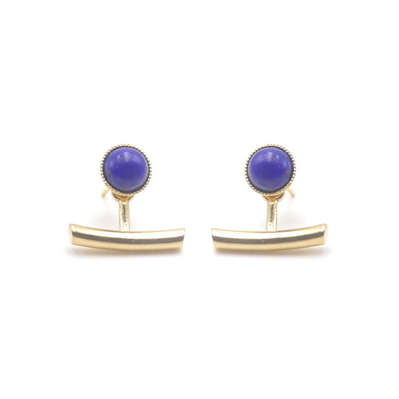 Boucles d'oreilles Ariane pendants barres - Lapis Lazuli
