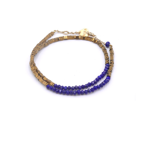 Bracelet double/ Collier Myriade - Lapis Lazuli 