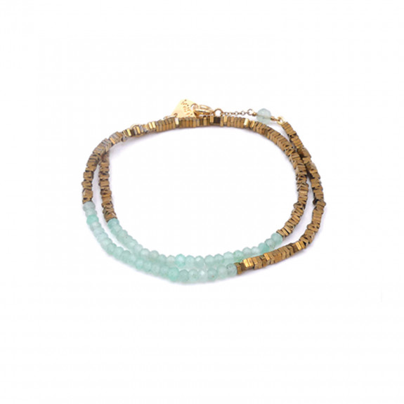 Bracelet double / Collier Myriade - Aventurine 