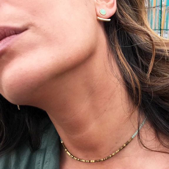 Boucles d'oreilles Ariane pendants barres - Aventurine